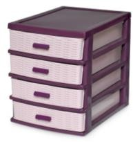 BOITE DE RANGEMENT ROTIN A 4 TIROIRS